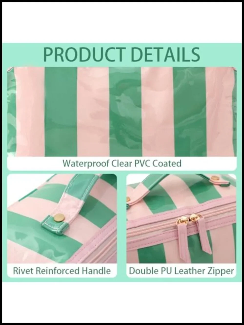 Clear Coated Travel Makeup Bag with Compartments Waterproof